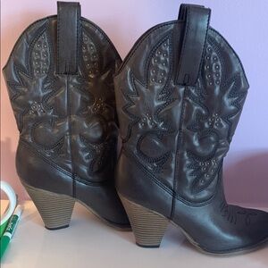 Black Western Leather Boots